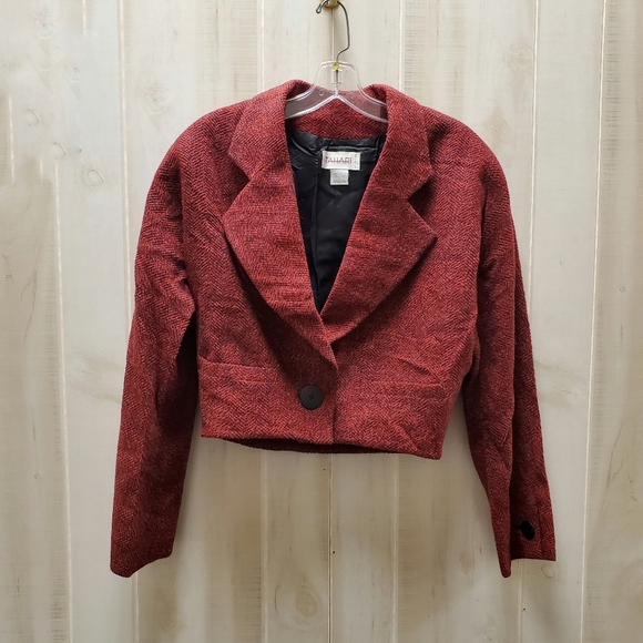 Vintage Wool Blend Cropped Blazer Jacket Y2K Size 12 - Picture 1 of 13